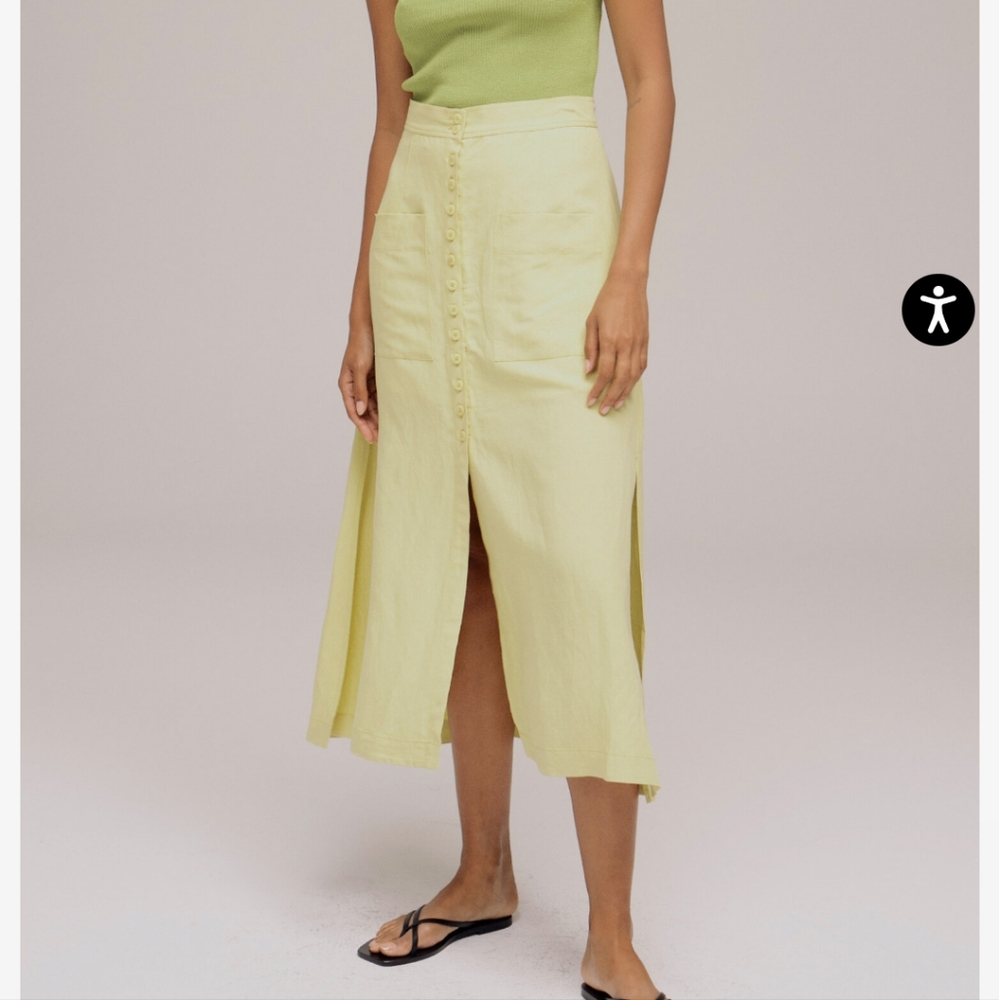 Mijeong Park Yellow Maxi A-Line Skirt with Slit XS